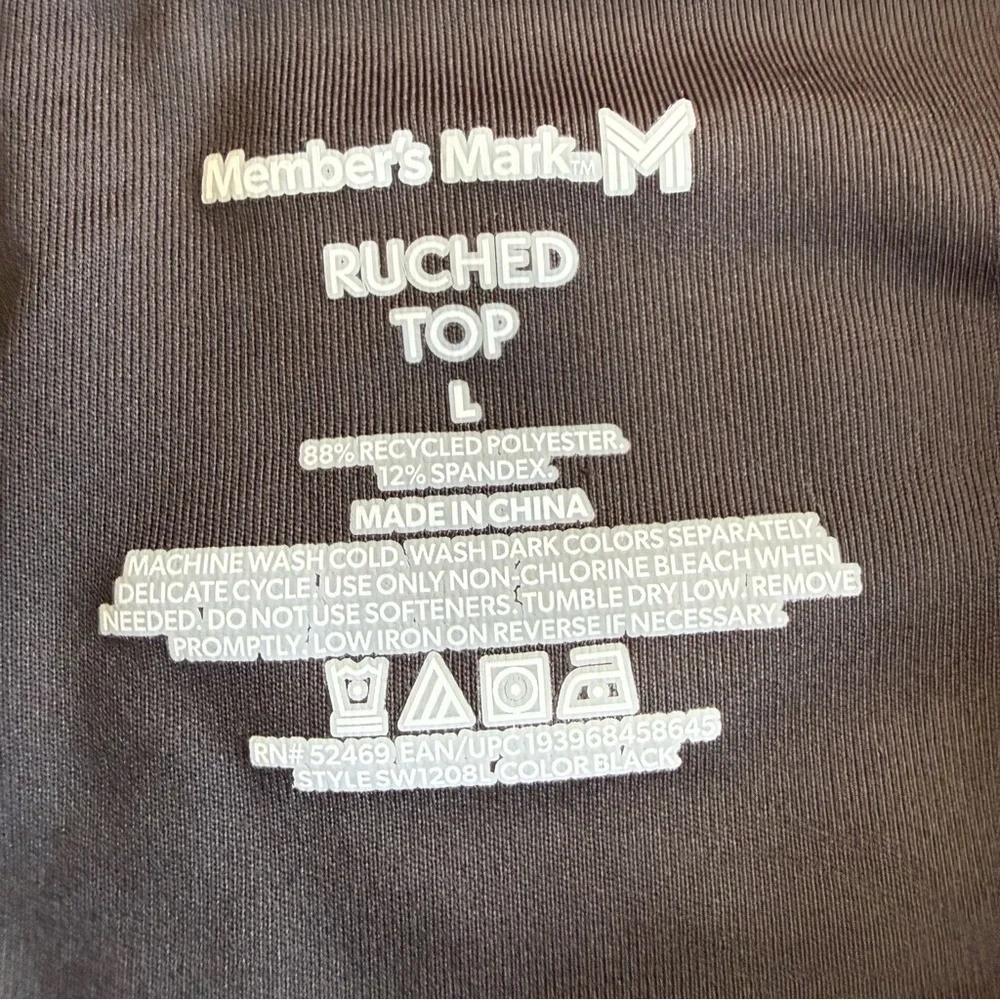 NWT-Member’s Mark Women’s Black Long Sleeve Ruched Women's Top Sz L - Picture 8 of 10